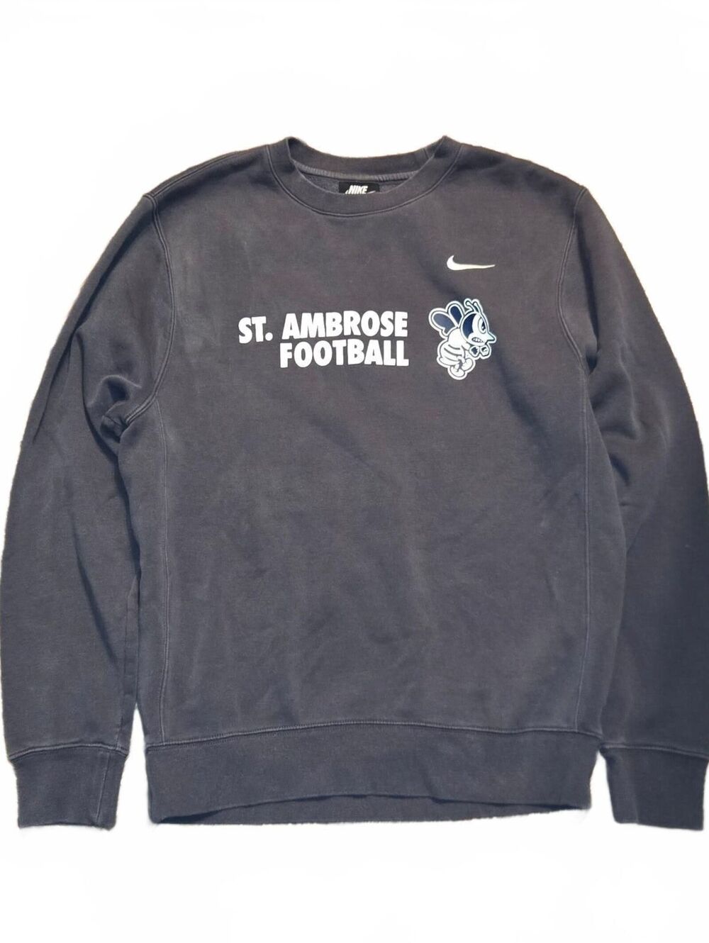 St. Ambrose University Iowa Fighting Bees Nike Sweatshirt Mens Small Black Faded